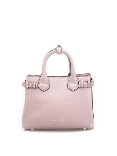 Shop Burberry Leather And Cotton Handbag In Pink