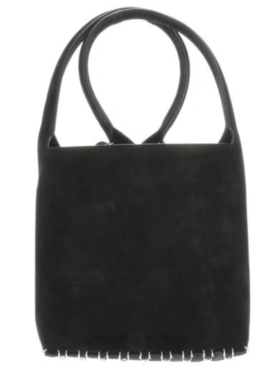Shop Rabanne "pliage" Small Suede Bucket Bag In Black