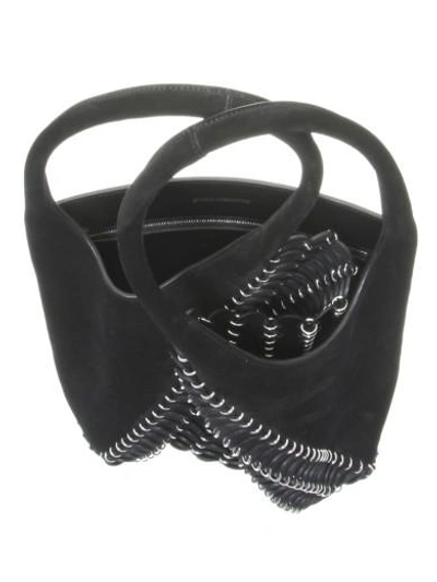 Shop Paco Rabanne "pliage" Small Suede Bucket Bag In Black