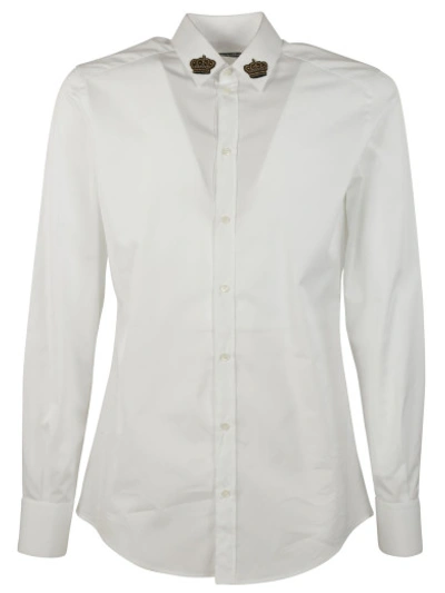 Dolce & Gabbana Crown-collar Cotton Shirt In White