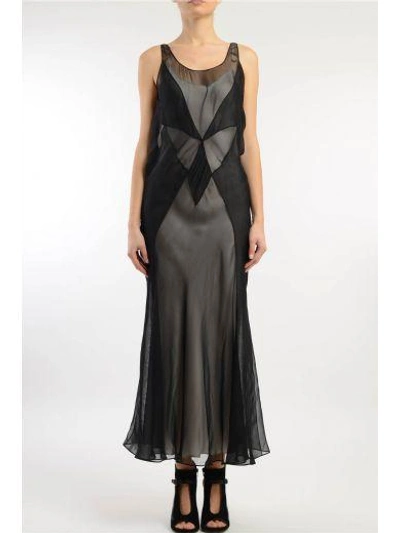 Shop Maison Margiela Long Silk Dress With Trasparency In Black