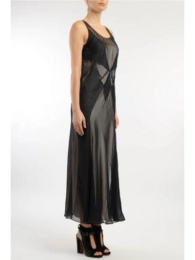 Shop Maison Margiela Long Silk Dress With Trasparency In Black