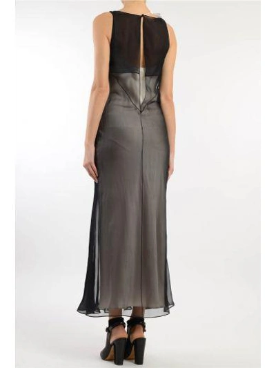 Shop Maison Margiela Long Silk Dress With Trasparency In Black