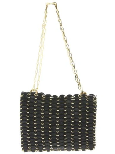 Shop Paco Rabanne Suede And Chain Iconic Shoulder Bag In Black - Gold