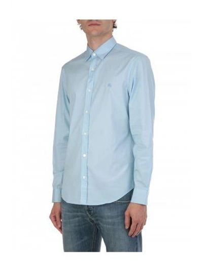 Shop Burberry Cotton Shirt In Light Blue