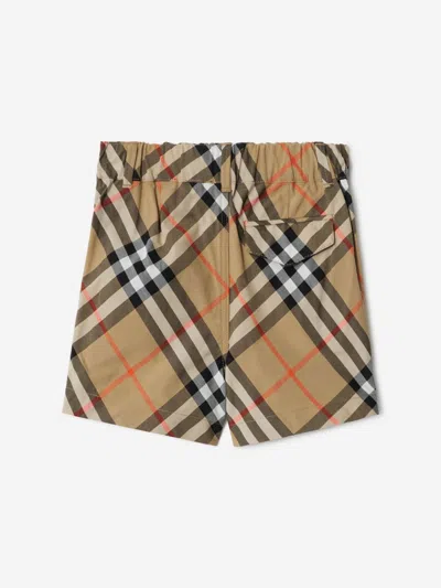 Burberry Childrens Check Cotton Shorts In Brown