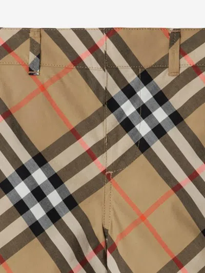 Burberry Childrens Check Cotton Shorts In Brown
