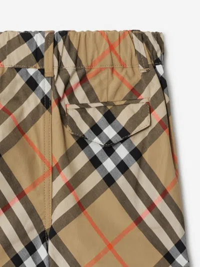Burberry Childrens Check Cotton Shorts In Brown