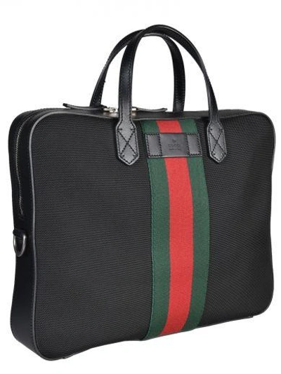 Shop Gucci Web Band Briefcase In Nero