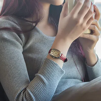 Casio Business Leisure Waterproofes Red Analog In Burgundy