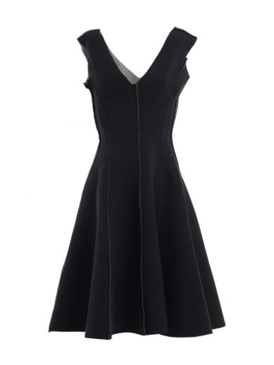 Shop Norma Kamali V-neck Flared Dress In Black