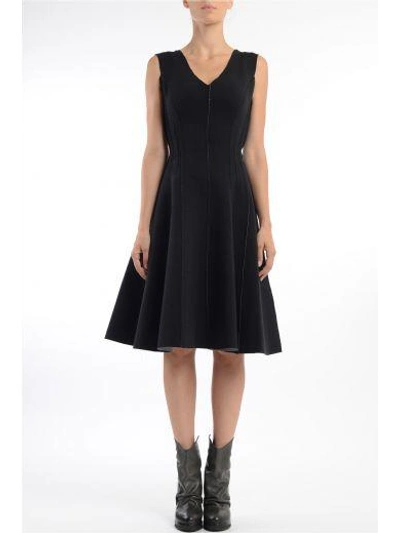 Shop Norma Kamali V-neck Flared Dress In Black