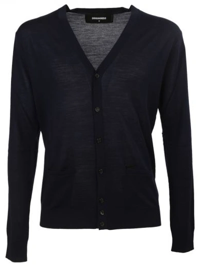 Dsquared2 Wool Cardigan In Navy