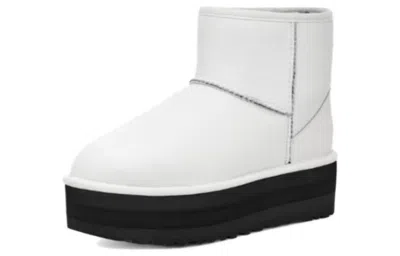 Ugg Classic Mini Womens Leather Cozy Ankle Boots In White