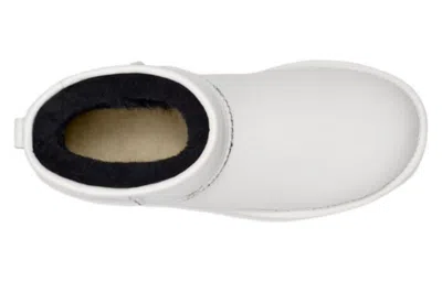 Ugg Classic Mini Womens Leather Cozy Ankle Boots In White