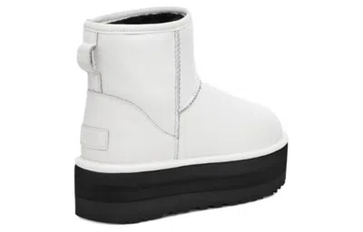 Ugg Classic Mini Womens Leather Cozy Ankle Boots In White