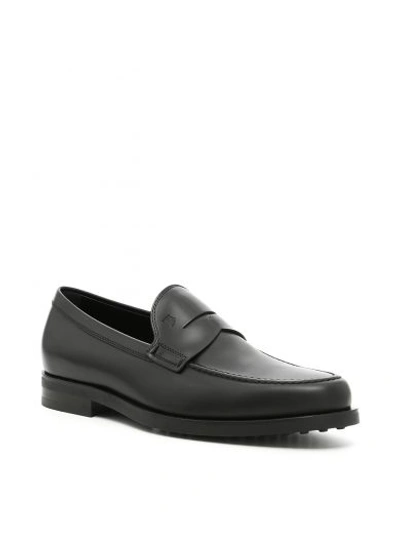 Shop Tod's Leather Moccasins In Nero|nero