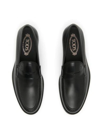 Shop Tod's Leather Moccasins In Nero|nero