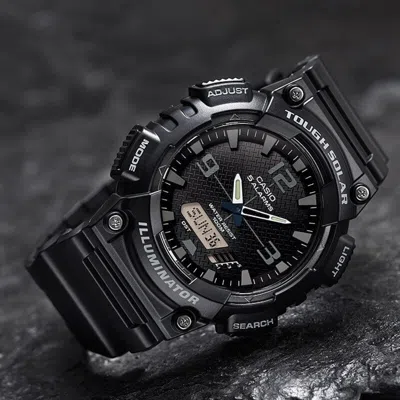 Casio Waterproof Sports Solar Powered Mens Black Analog/digital Combo
