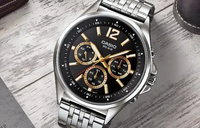 Casio Waterproof Stainless Steel Strap Unisex Black Dial Strap Mens Black Analog In Metallic