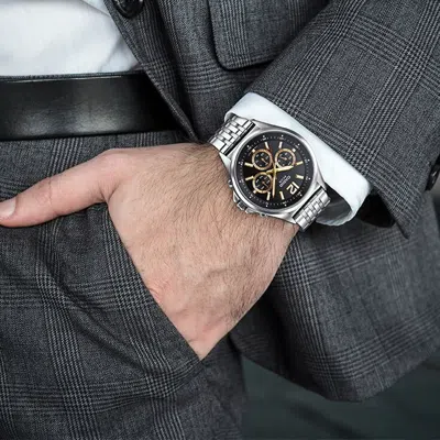 Casio Waterproof Stainless Steel Strap Unisex Black Dial Strap Mens Black Analog In Metallic