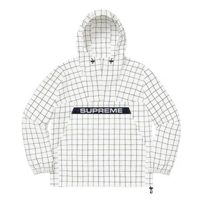 Supreme Fw19 Week 2 Heavy Nylon Anorak Plaid Interchange Jacket Unisex White