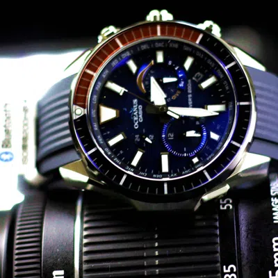 Casio Men's  Oceanus Series Cachalot Solar Energy Watch Tooth Watch Solar Powered Mens Blue Analog In Multi