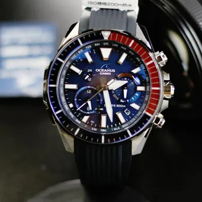 Casio Men's  Oceanus Series Cachalot Solar Energy Watch Tooth Watch Solar Powered Mens Blue Analog In Multi