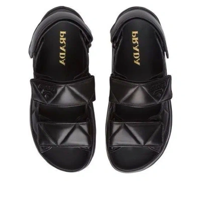 Prada Quilted Leather Slingback Sporty Sandals In Black
