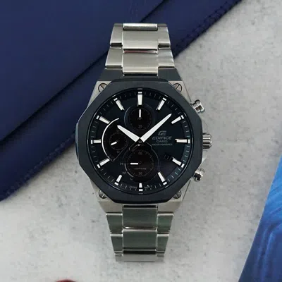 Casio Edifice Solar Powered Mens Blue Analog In Metallic