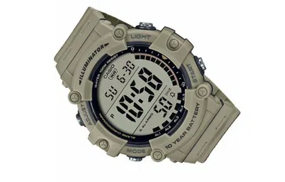 Casio Men's  Khaki Waterproof Quartz Resin Strap Date Display Watch Mens Digital In Gray