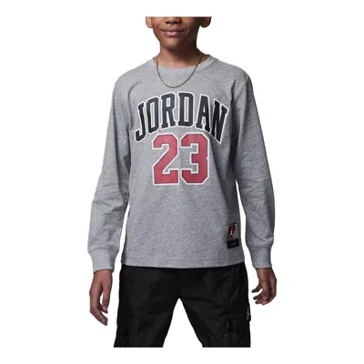 Air Jordan (ps)  Junior Practice Flight Long Sleeve T-shirt 'grey' In Gray