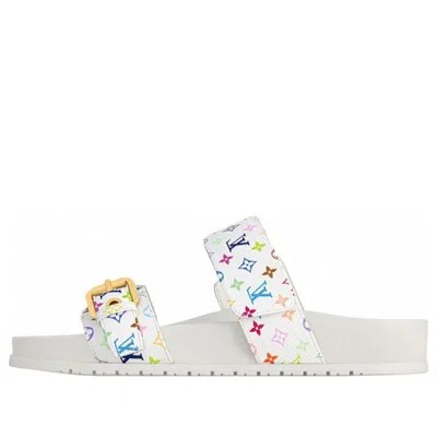 Pre-owned Louis Vuitton (wmns)  X Takashi Murakami Bom Dia Slides 'white' In Multi