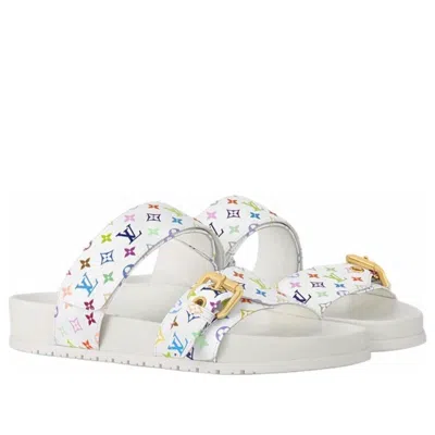 Pre-owned Louis Vuitton (wmns)  X Takashi Murakami Bom Dia Slides 'white' In Multi