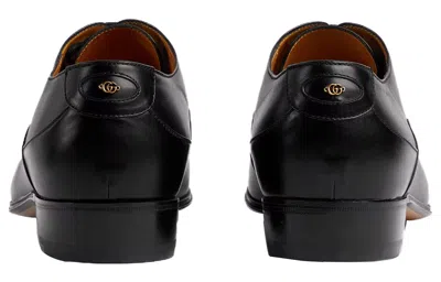 Gucci Men's Adel Double G Leather Oxfords In Black