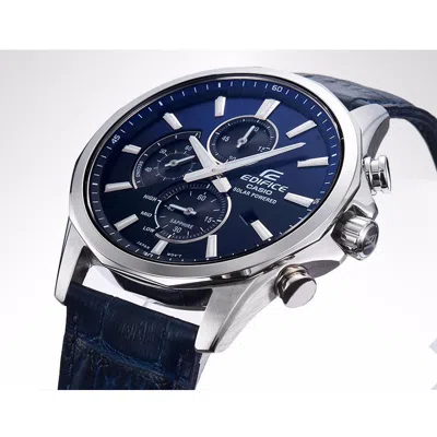 Casio Waterproof Edifice Sapphire Crystal Blue Gradient Mens Blue Analog