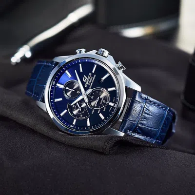 Casio Waterproof Edifice Sapphire Crystal Blue Gradient Mens Blue Analog