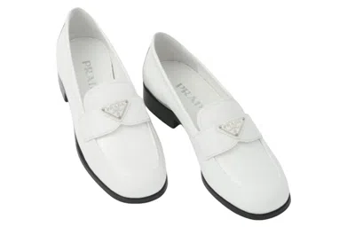 Prada White Leather Loafers