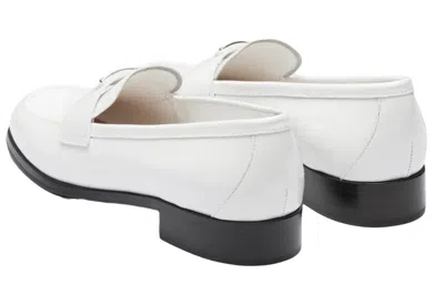 Prada White Leather Loafers