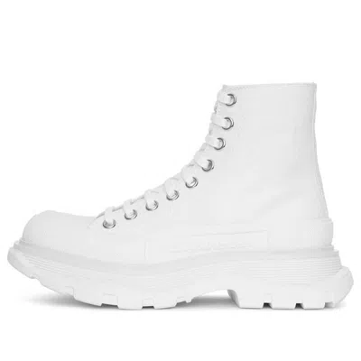 Alexander Mcqueen 45mm Tread Slick Canvas Combat Boots In White