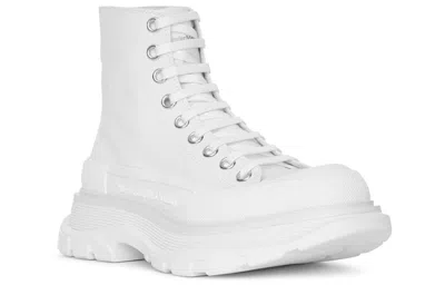 Alexander Mcqueen 45mm Tread Slick Canvas Combat Boots In White