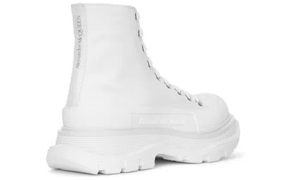 Alexander Mcqueen 45mm Tread Slick Canvas Combat Boots In White