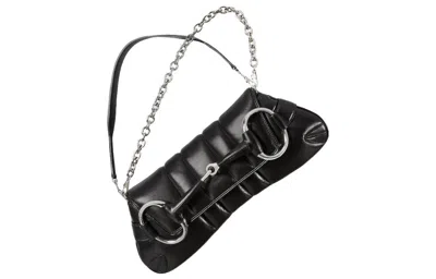 Gucci (wmns)  Horsebit Chain Medium Shoulder Bag 'black' In Black
