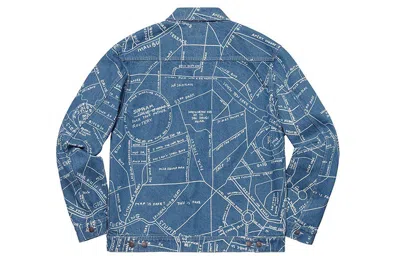 Supreme Ss19 Gonz Map Work Jacket Pattern Zipper Unisex Blue