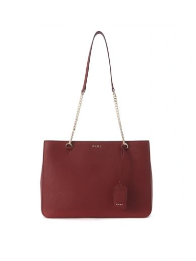 Dkny Scarlet Red Leather Shopping Bag In Rosso