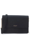DKNY Dkny Small Shoulder Bag In Natural Black Leather,R361140203001BLACK
