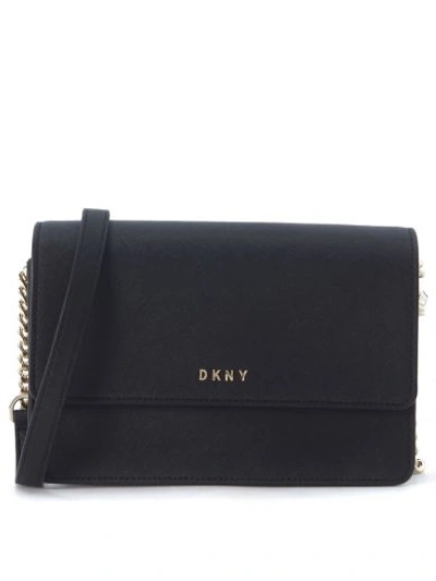 Dkny Small Shoulder Bag In Natural Black Leather In Nero
