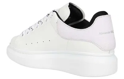 Alexander Mcqueen Women White Low Top Sneakers With Logo Lettering On Tongue And Heel In Leather Wom