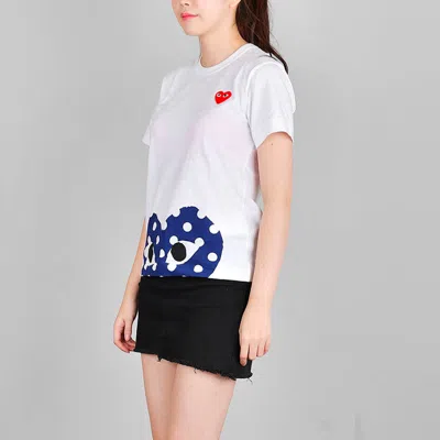 Comme Des Garçons Play (wmns) Comme Des Garcons Play Polka Dot Half Heart Tee 'white Blue'