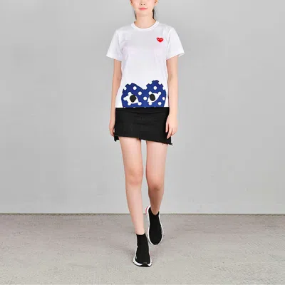 Comme Des Garçons Play (wmns) Comme Des Garcons Play Polka Dot Half Heart Tee 'white Blue'